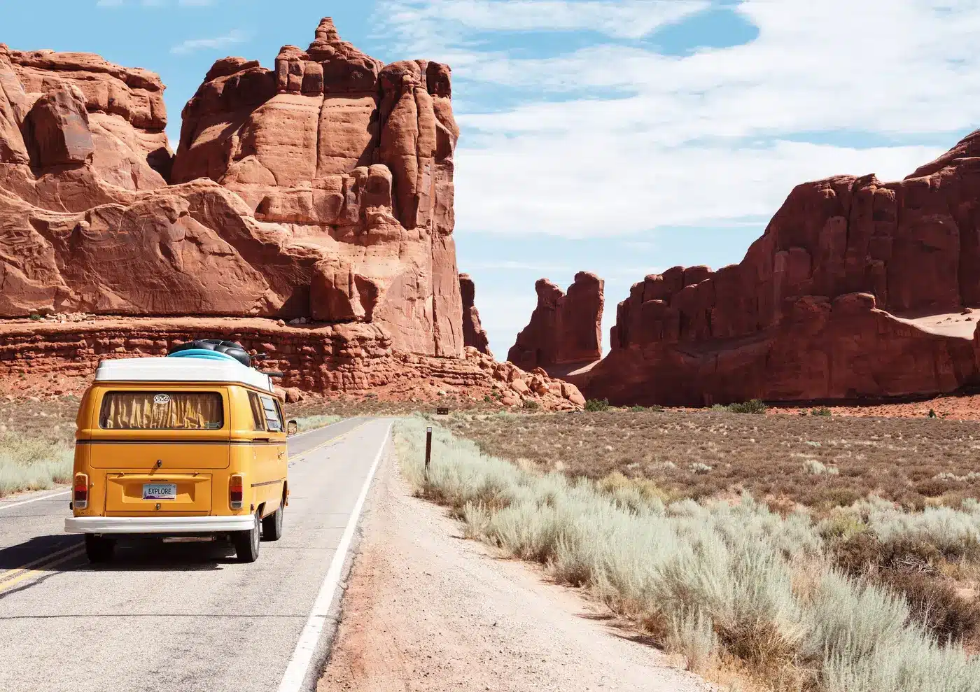 Camper van in the American desert