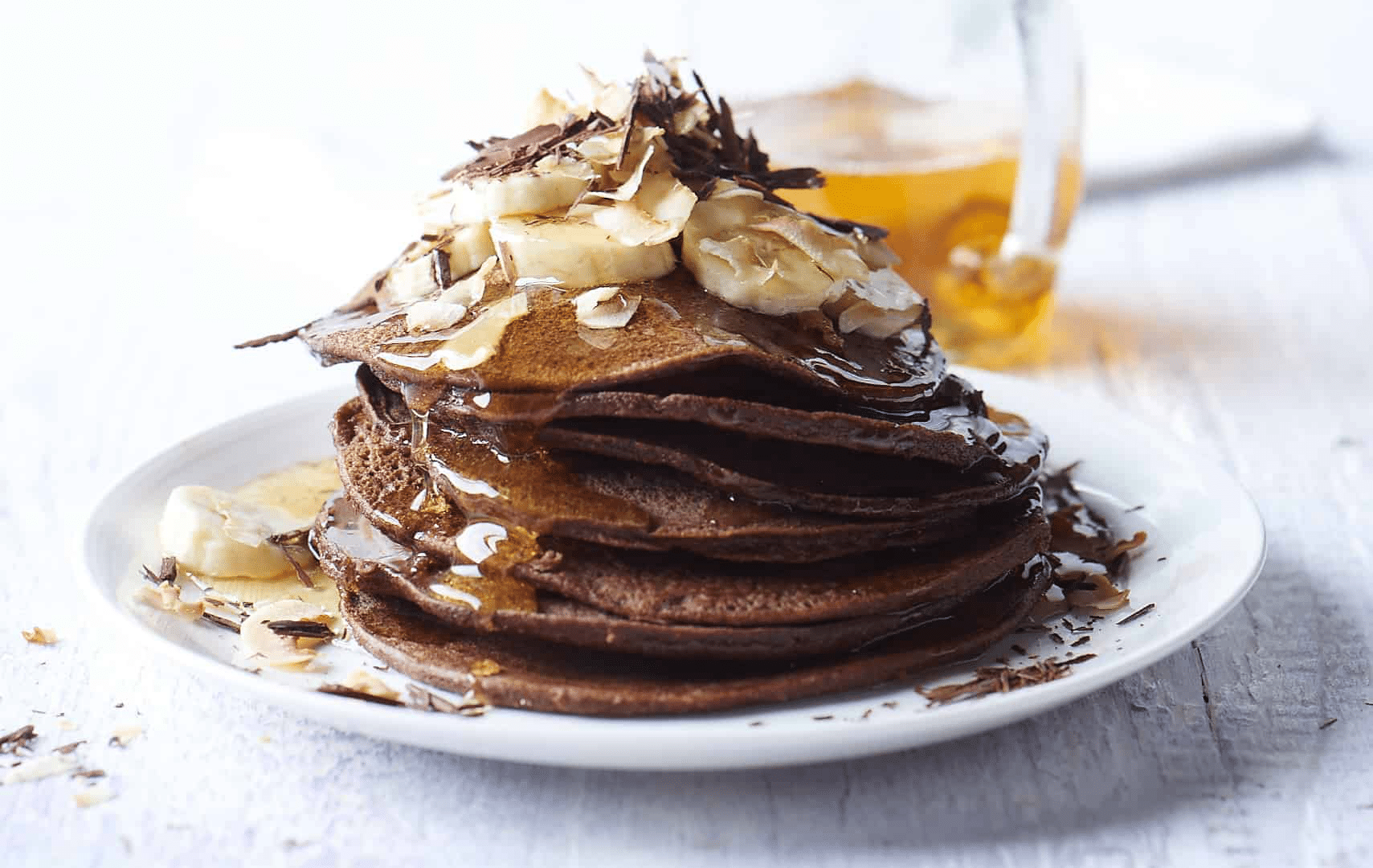 Chocolate Coconut Banana Pancakes